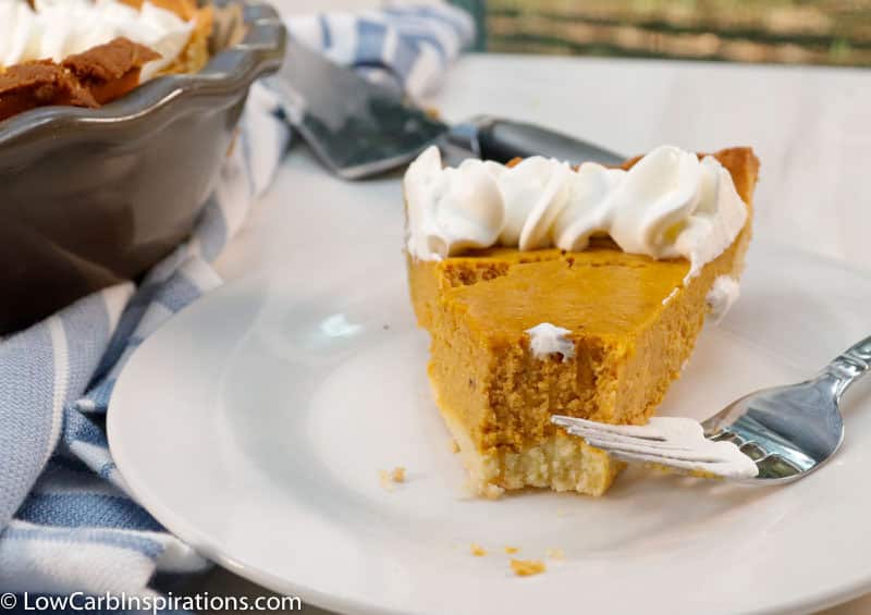 It's hard to believe this delicious pumpkin pie is a Low Carb Pumpkin Pie recipe! It's full of flavor with a secret ingredient that gives it a rich, smooth taste!
