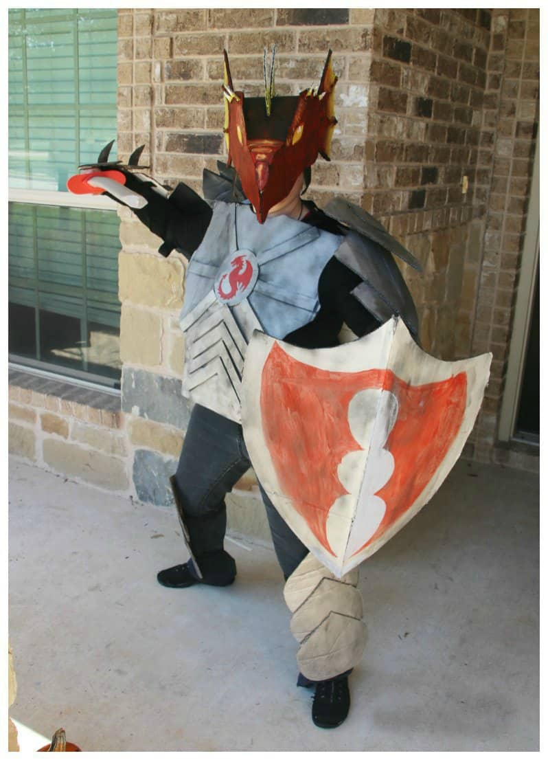 Dragon Knight Costume Made Out Of Boxes