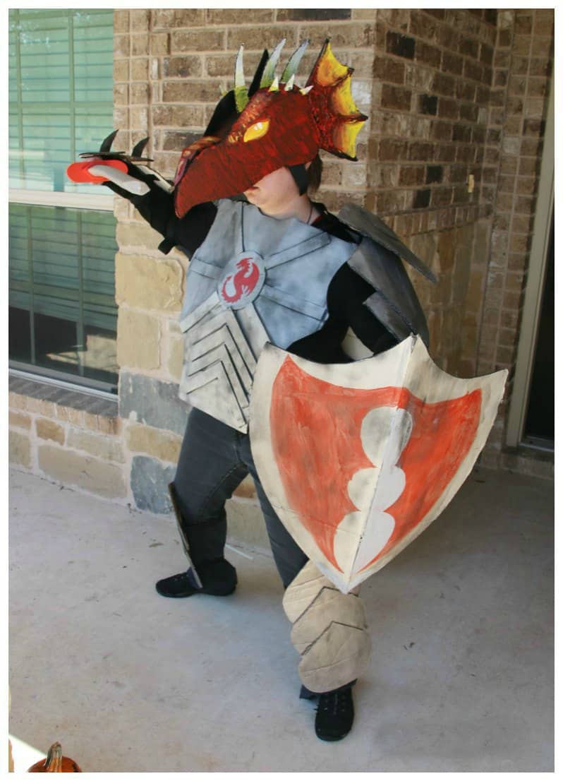 Dragon Knight Costume Made Out Of Boxes