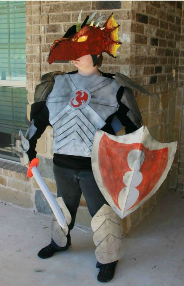 Dragon Knight Costume Made Out Of Boxes