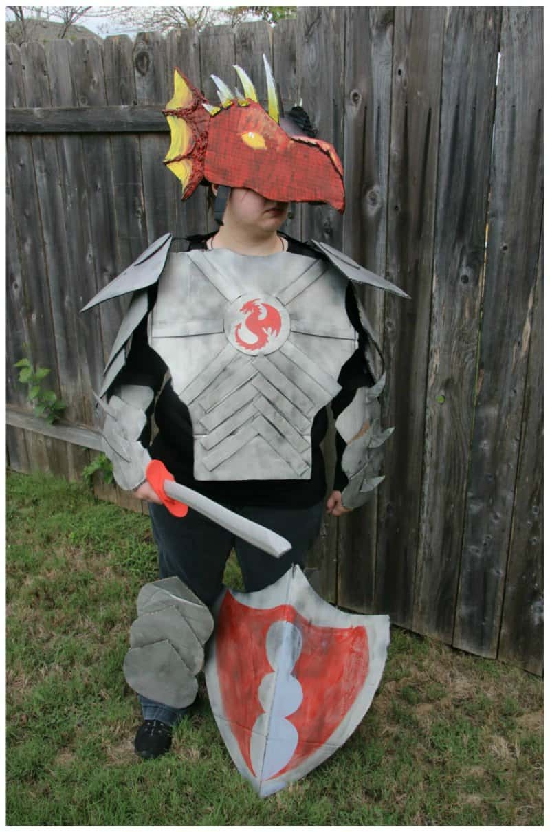 Dragon Knight Costume Made Out Of Boxes