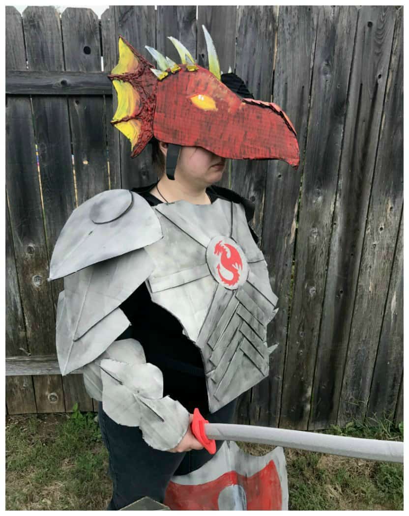 Dragon Knight Costume Made Out Of Boxes