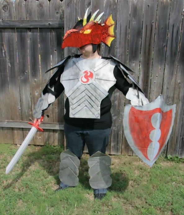 Dragon Knight Costume Made Out Of Boxes