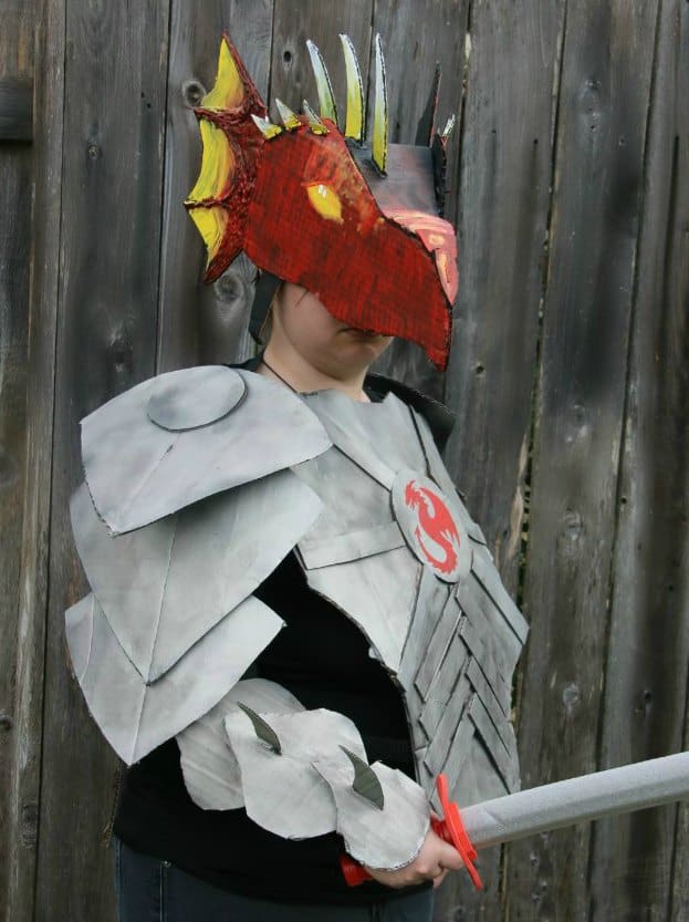 Dragon Knight Costume Made Out Of Boxes