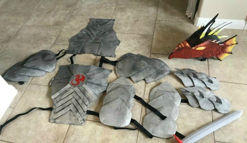 Dragon Knight Costume Made Out Of Boxes