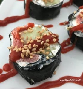 Keto Sushi Rolls made with Smoked Salmon and Cucumbers