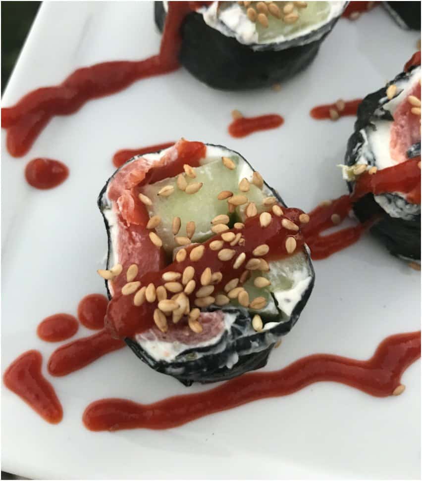 Keto Sushi Rolls with Smoked Salmon and Cucumber