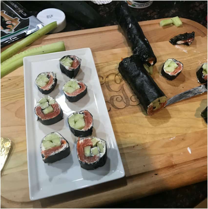 Keto Sushi Rolls with Smoked Salmon and Cucumber