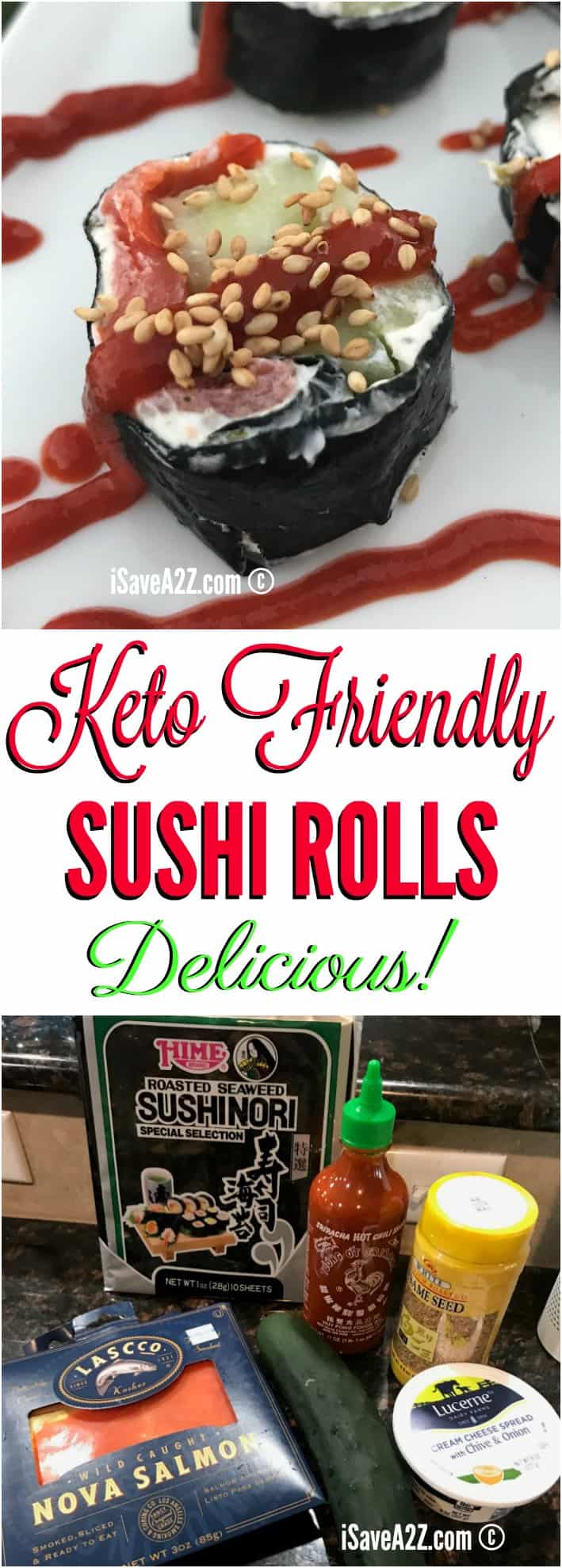 Keto Sushi Rolls with Smoked Salmon and Cucumber