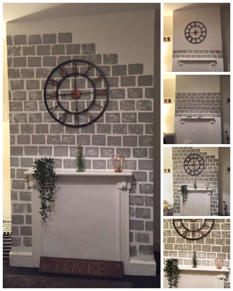 DIY How to Paint a Faux Brick Fireplace Project Idea