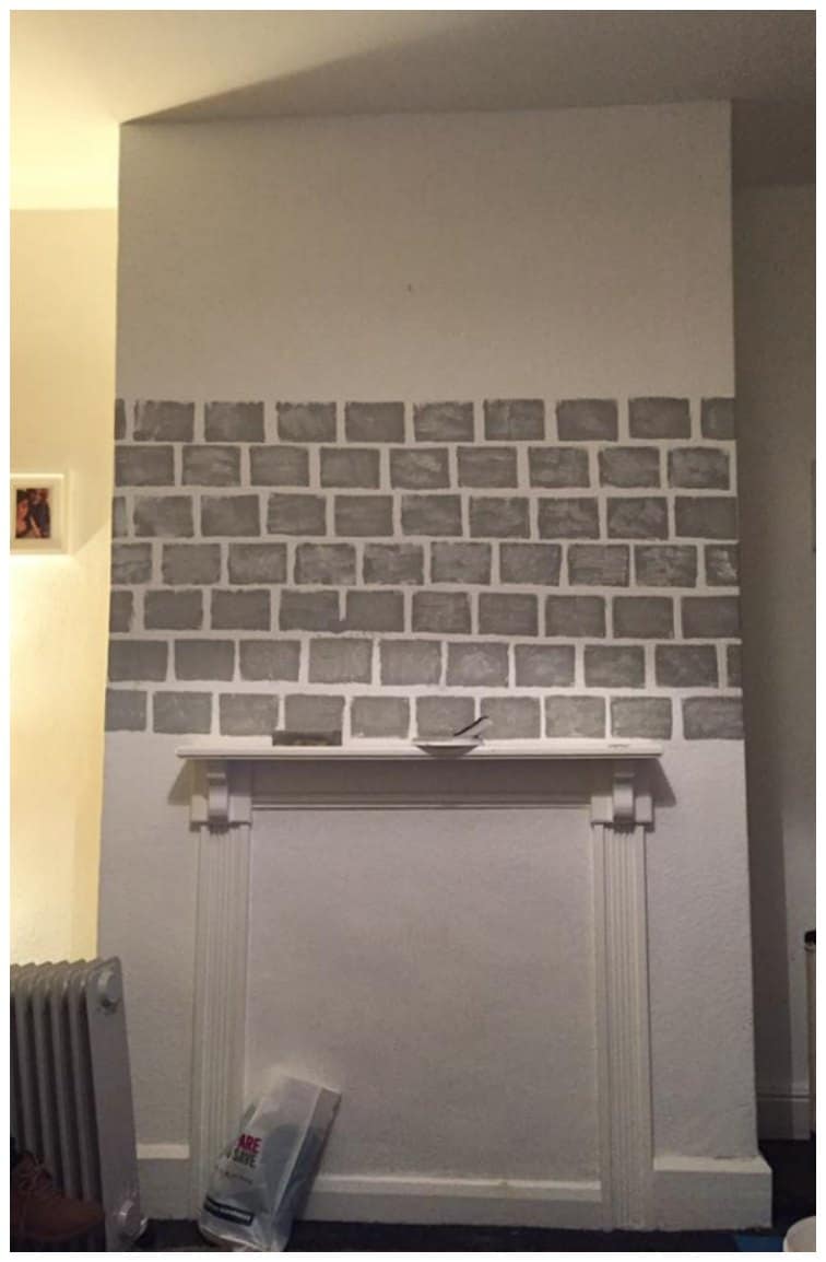 DIY How to Paint a Faux Brick Fireplace Project Idea