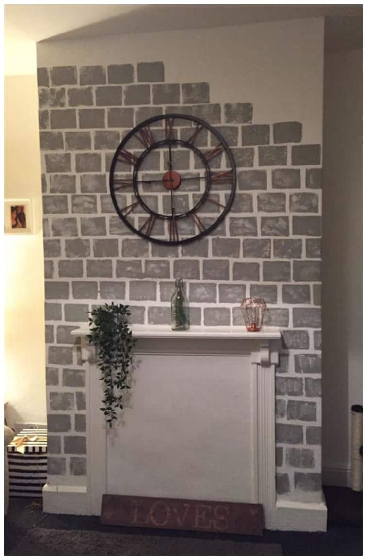 DIY How to Paint a Faux Brick Fireplace Project Idea