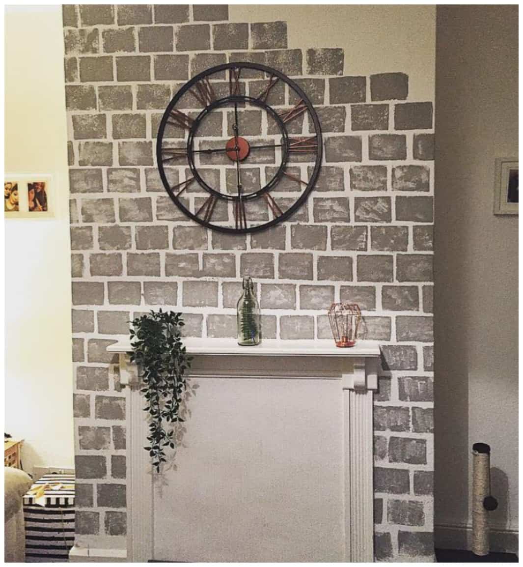 DIY How to Paint a Faux Brick Fireplace Project Idea