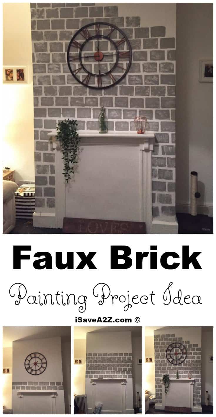 DIY How to Paint a Faux Brick Fireplace Project Idea
