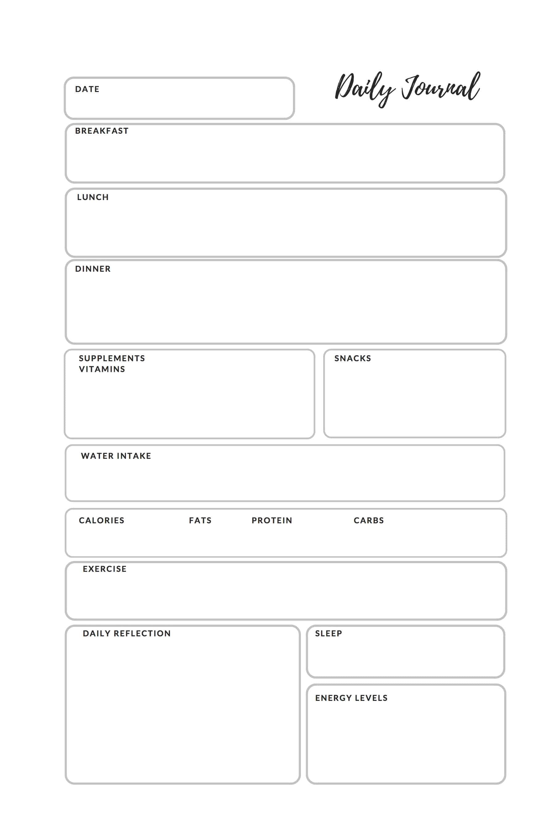 Keto Daily Journal page sample