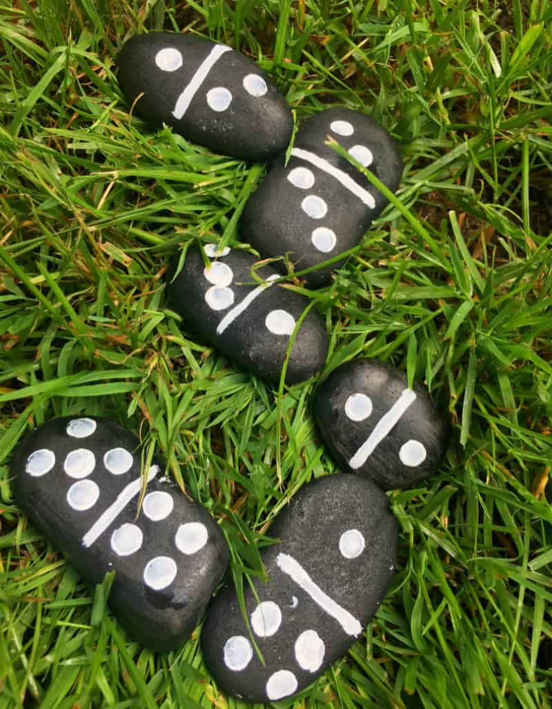 Smooth rocks aren't just for skipping them across the water anymore! You can make Rock Dominoes! With 28 smooth oval shaped rocks, you and your kids can make this fun craft idea that you can enjoy for hours at a time. 