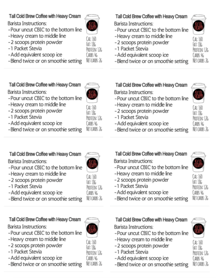 Keto Frappe Instructions Card B & W 