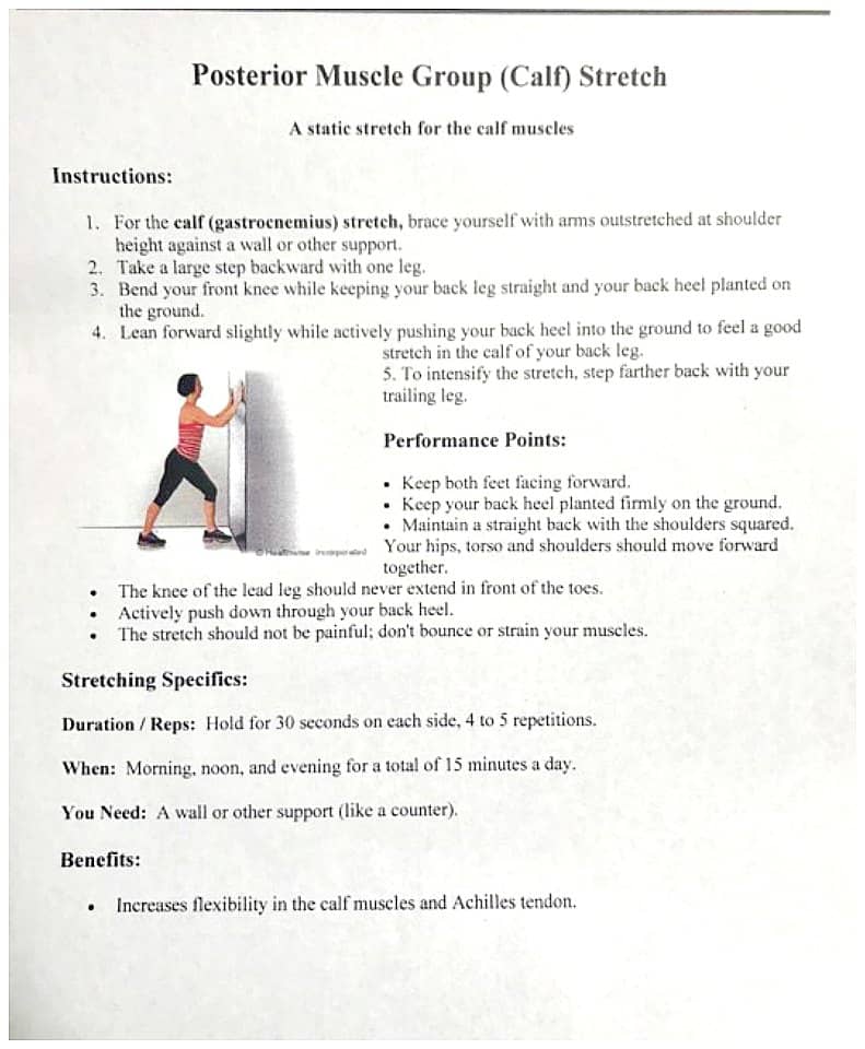 Posterior Muscle Group (calf) stretch