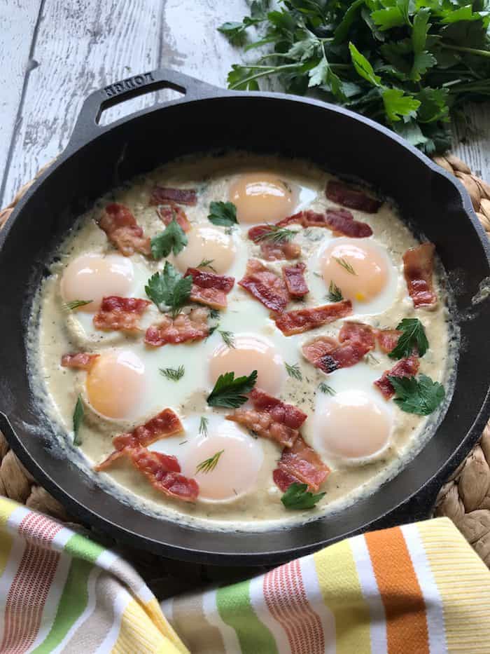 The BEST Creamy Keto Skillet Eggs Recipe