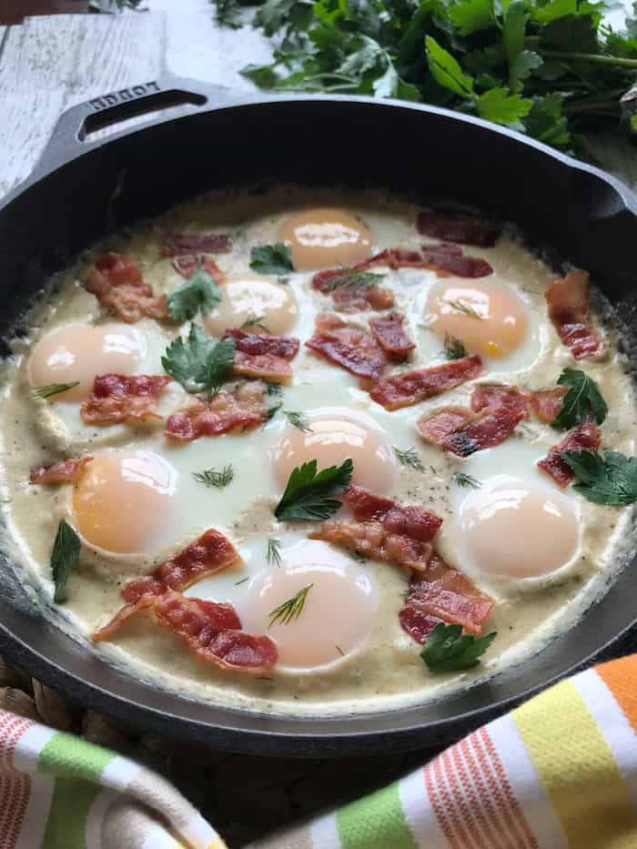 The BEST Creamy Keto Skillet Eggs Recipe