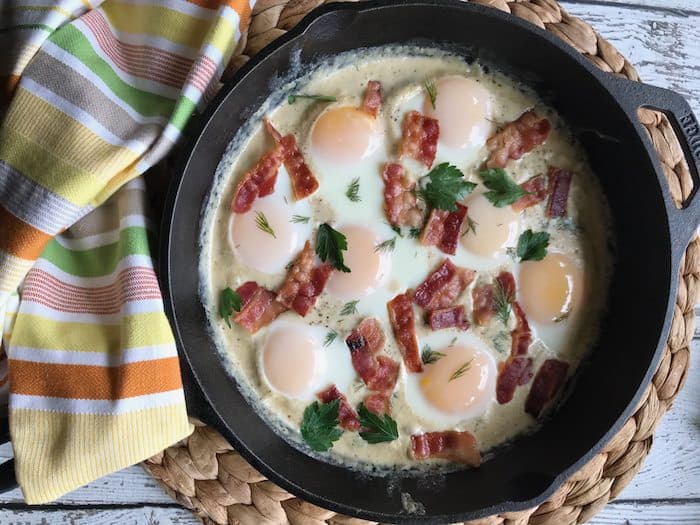 The BEST Creamy Keto Skillet Eggs Recipe