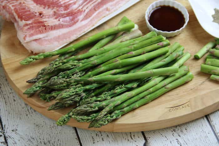 Keto Bacon Wrapped Asparagus made with a secret sauce!