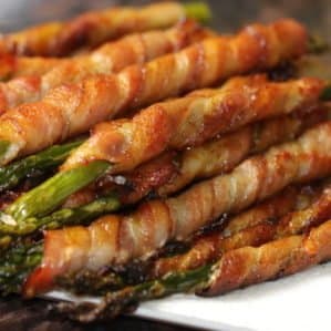 Keto Bacon Wrapped Asparagus made with a secret sauce!