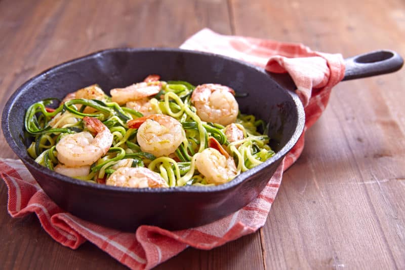 Keto Skillet Shrimp Scampi and Zoodles