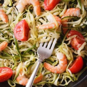 Keto Skillet Shrimp Scampi and Zoodles