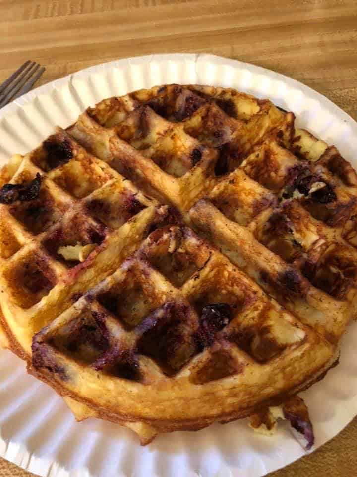 Keto Fluffy Waffles with Blueberries
