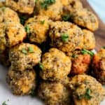 Keto Sausage Balls on a marble tray