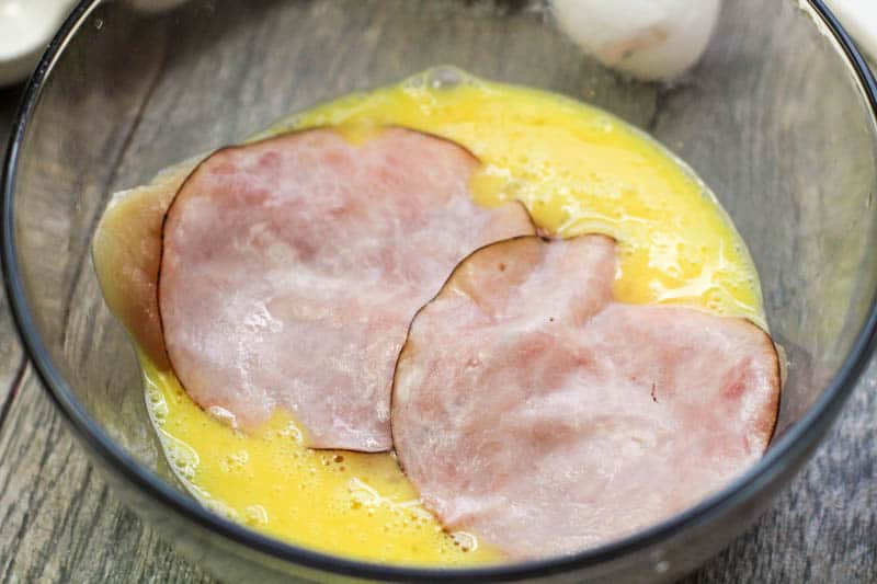 chicken with ham in egg wash