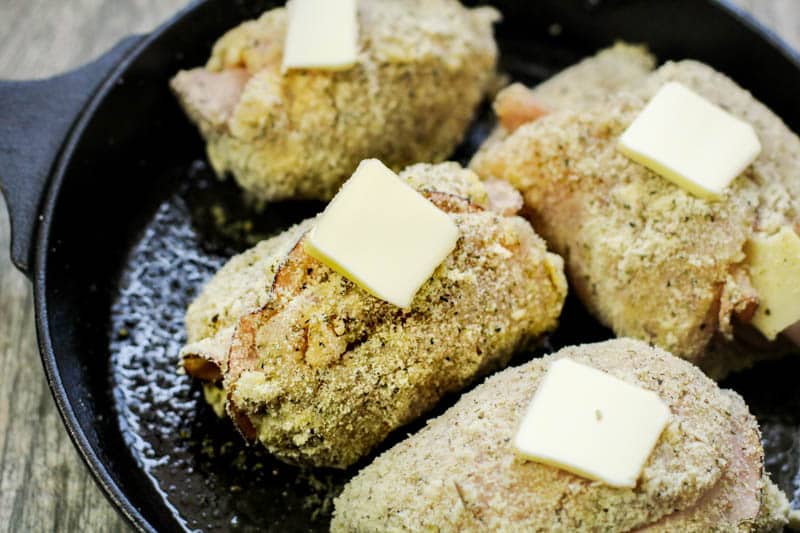 raw cordon bleu with butter on top