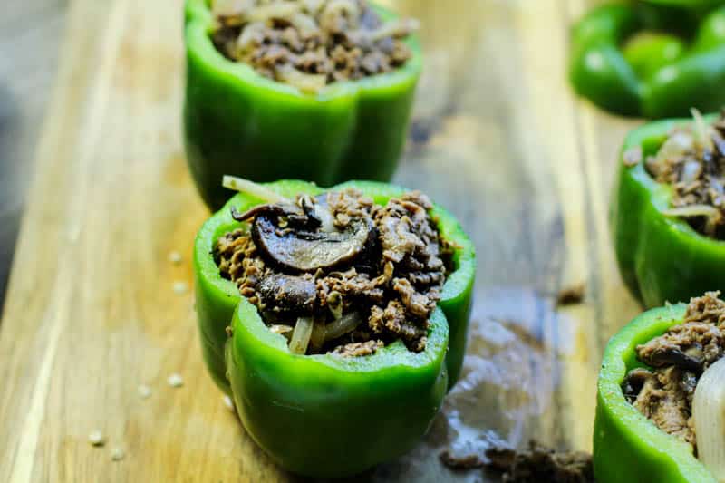 Green Peppers stuffedd with cheese steak 