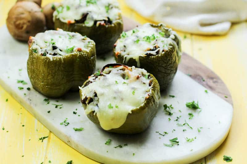 Philly cheese steak stuffed green peppers