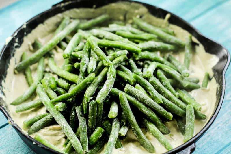 green beans in a pan