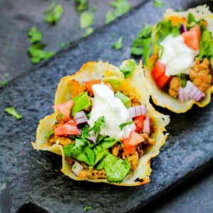 This is the easiest way to make these Keto Cheese Shell Taco Cups! We have also included a secret ingredient in our homemade keto taco seasoning recipe too!