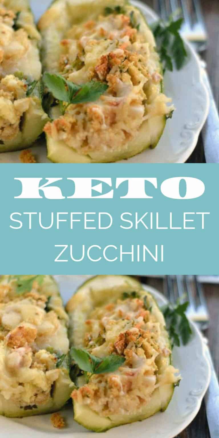 Keto Skillet Stuffed Zucchini with Crab and Cheese