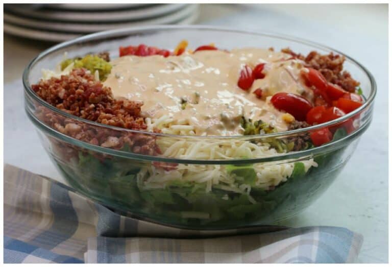 Keto Big Mac Cheeseburger Salad recipe