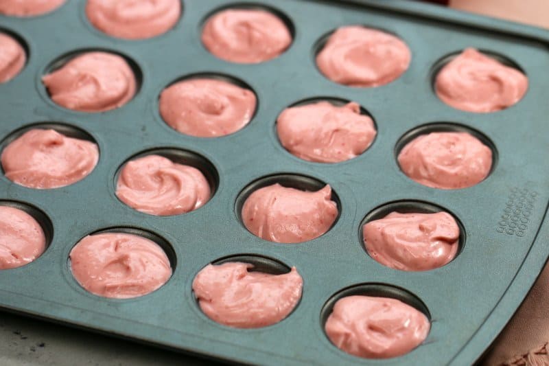 Keto Strawberry Cheesecake Fat Bombs  in muffin tin