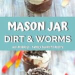 This mason jar dirt and worms recipe is AMAZING! It's the perfect treat for kids after school or on a warm summer day. I don't know about your kids, but mine love these!