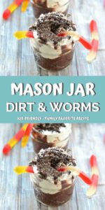 This mason jar dirt and worms recipe is AMAZING! It's the perfect treat for kids after school or on a warm summer day. I don't know about your kids, but mine love these!