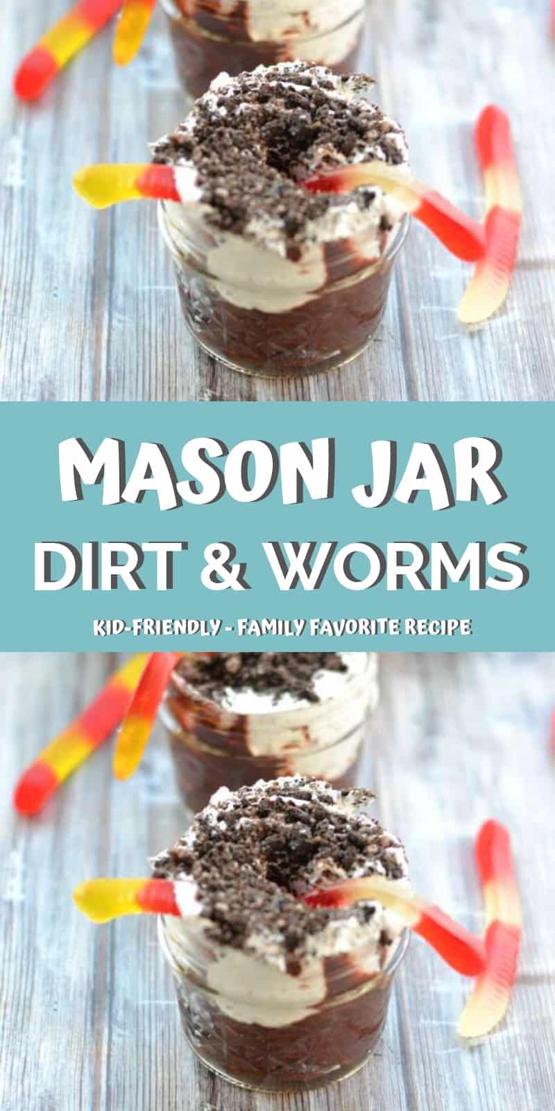 This mason jar dirt and worms recipe is AMAZING! It's the perfect treat for kids after school or on a warm summer day. I don't know about your kids, but mine love these!
