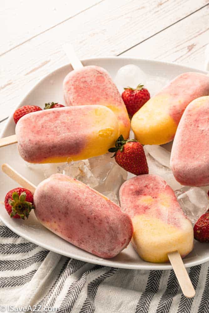 Mango Strawberry Creamy Yogurt Popsicles