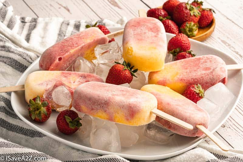 Mango Strawberry Creamy Yogurt Popsicles