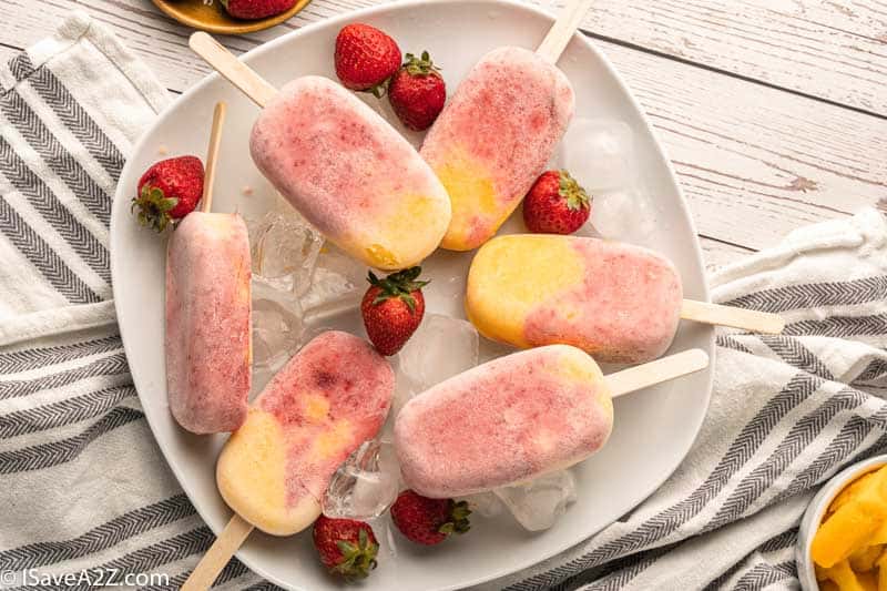 Mango Strawberry Creamy Yogurt Popsicles