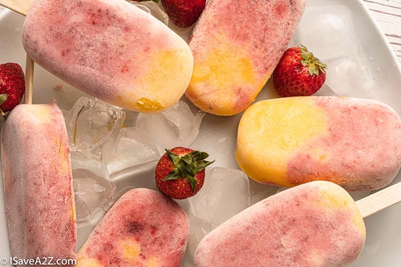 Mango Strawberry Creamy Yogurt Popsicles