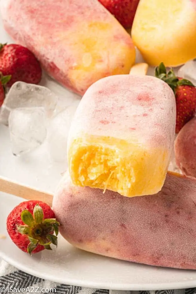 Mango Strawberry Creamy Yogurt Popsicles