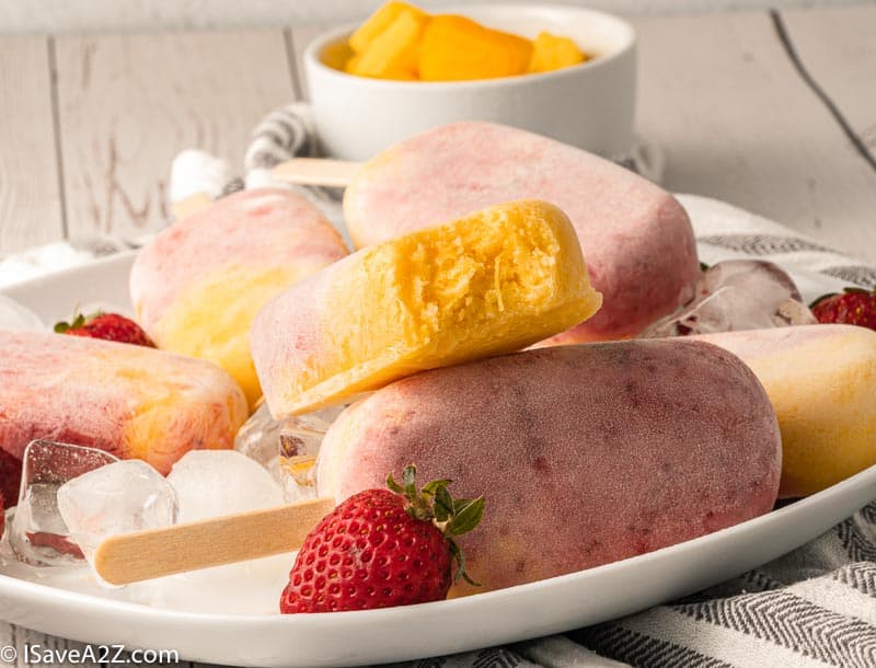 Mango Strawberry Creamy Yogurt Popsicles