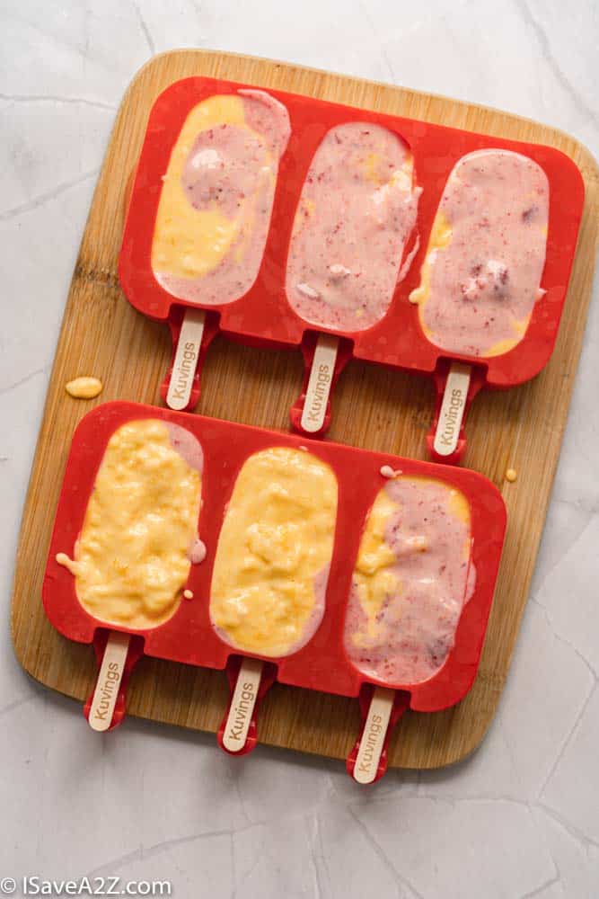 Mango Strawberry Creamy Yogurt Popsicles